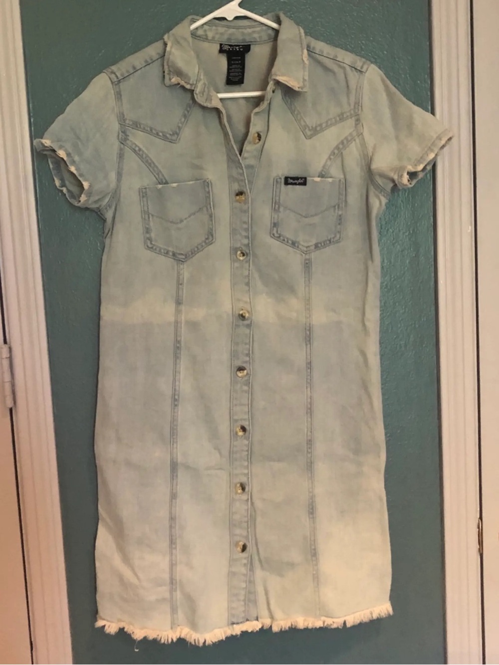 Light Wash Denim Shirt Dress - Women's Casual Button-Front